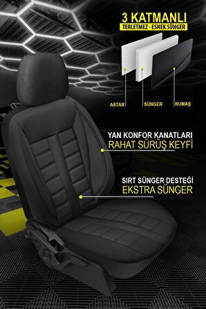 Soft Carbon-Deri Üniversal Oto Koltuk Kılıfı