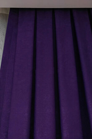 Fon Kumaş Perde Mor Renk Kadifemsi Yumuşak Soft Kanat Yan Perde 1e 3 Dökümlü Sade Şık Tasarım