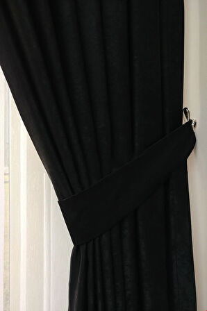 Fon Kumaş Perde Siyah Renk Kadifemsi Yumuşak Soft Kanat Yan Perde 1e 3 Dökümlü Sade Şık Tasarım