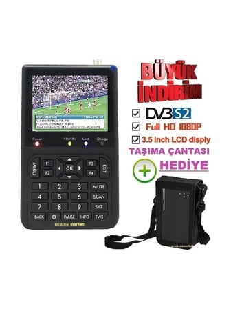 3.5'' EKRANLI GÖRÜNTÜLÜ HD UYDU YÖN BULUCU (CANLI YAYIN İZLEME-ŞARJLI-LED IŞIKLI-ÇANTA)