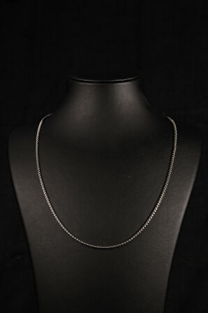 İç İçe Geçmiş İnce Dikdörtgen Baklalı Erkek Çelik Kolye 1mm