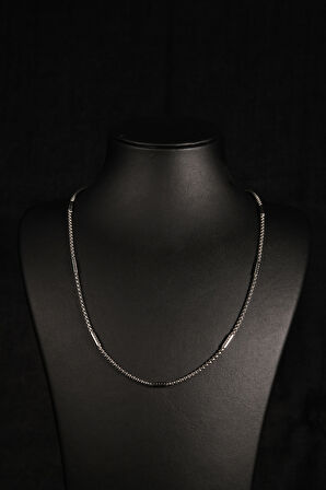 İç İçe Geçmiş Dikdörtgen Model Boru Detaylı Erkek Çelik Zincir Kolye 1mm