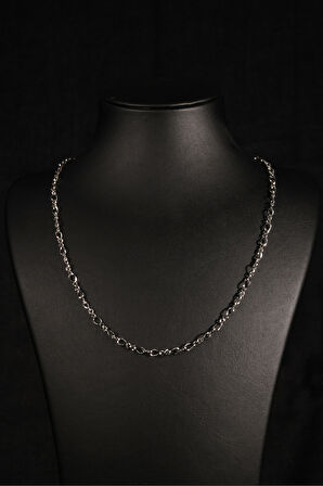 Minimal 2 Küçük 1 Büyük Sıralı Halka Model Erkek Çelik Zincir Kolye 3mm