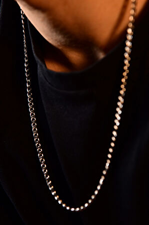 İç İçe Geçen Halka Model Erkek Çelik Zincir Kolye 3 mm