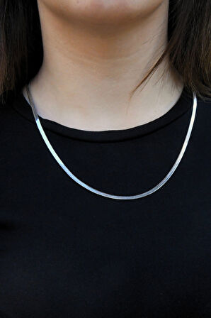 İtalyan Ezme Model Unisex Çelik Zincir Kolye 3 Mm