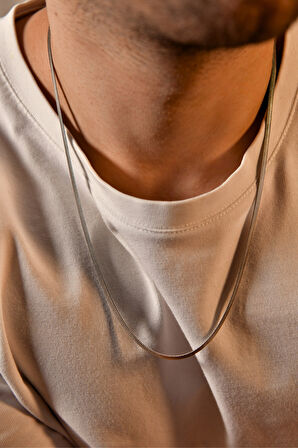 İtalyan Ezme Model Unisex Çelik Zincir Kolye 4 Mm