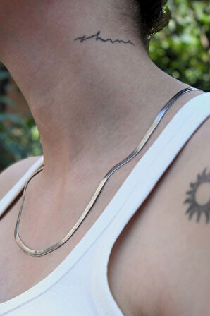 İtalyan Ezme Model Unisex Çelik Zincir Kolye 4 Mm