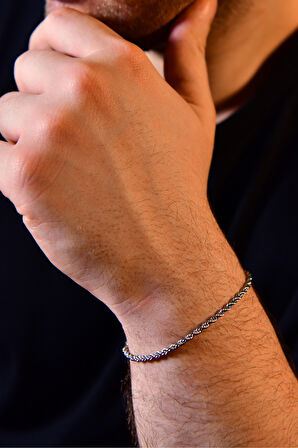 Burgu Model Unisex Çelik Zincir Bileklik 3 Mm