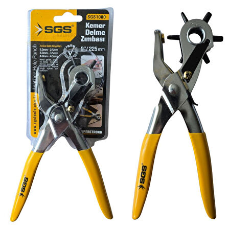 SGS Kemer Delme Zımbası Delik Açma Pensesi - 6 Delik 2-4.5 mm Arası - 9"/225 mm.