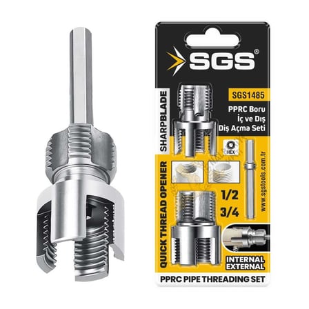 SGS PPRC Boru iç-Dış Diş Açma Matkap Ucu Seti - 20-25 mm-1/2"-3/4"