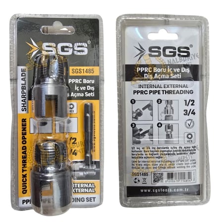 SGS PPRC Boru iç-Dış Diş Açma Matkap Ucu Seti - 20-25 mm-1/2"-3/4"
