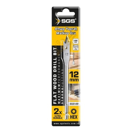 SGS Ahşap Yaprak Matkap Ucu 12x152 mm. - 1 Adet
