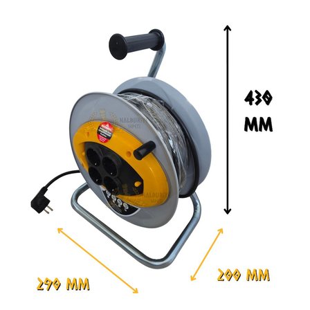 SGS Metal Makaralı Uzatma Kablosu CCA 3x2.5 - Dörtlü Priz - 40 mt.