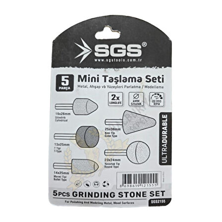 SGS Metal ve Ahşap Mini Taşlama Matkap Ucu Seti - 5 Parça