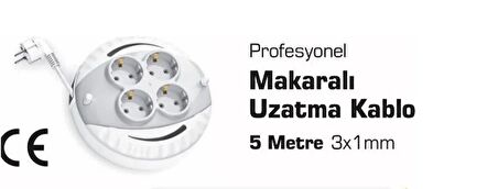 Sgs2190 Makaralı Uzatma Kablo 4 Lü 5 Metre 3x1mm 3000 Watt