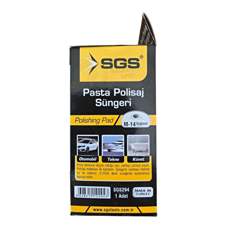 SGS Pedli Pasta Polisaj Süngeri - 150 mm. - M14 Bağlantı - 1 Adet