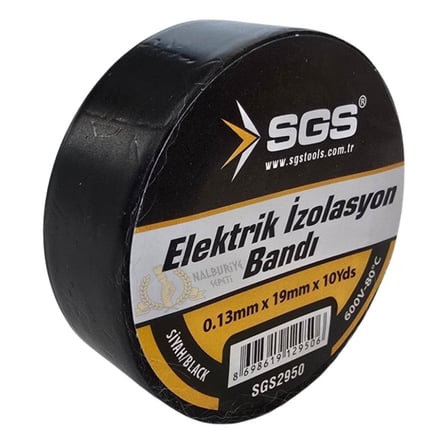 SGS Elektrik İzolasyon Bandı - Siyah - 19 mm x 9 mt. - 3 Adet