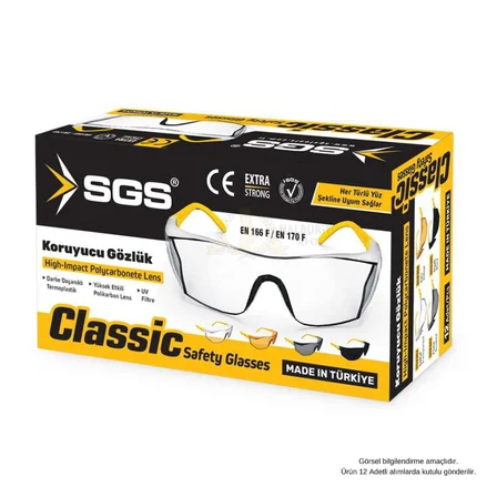 SGS Classic Koruyucu Oksijen Kaynak Gözlüğü - Füme - Z 87-1 EN 166F EN 170F