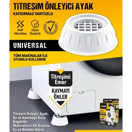 SGS Çamaşır Makinesi Titreşim Önleyici Kaydırmaz Ayak Seti - 4 Parça