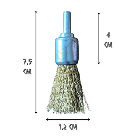 SGS Pimli Çelik Tel Fırça - Saçaklı Kalem - 12 mm. - 1 Adet