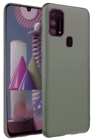 Newface Samsung Galaxy M Kılıf Nano İçi Kadife Silikon - Koyu Yeşil