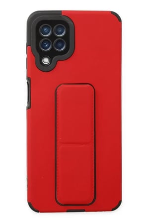 Newface Samsung Galaxy A22 Kılıf Mega Standlı Silikon - Kırmızı