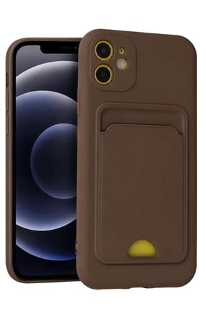 Newface Apple İphone 11 Kılıf Kelvin Kartvizitli Silikon - Kahverengi