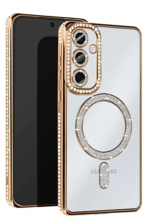 Galaxy S25 Kılıf Joke Simli Magneticsafe Kılıf - Gold