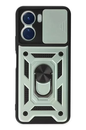 Y16 Kılıf Pars Lens Yüzüklü Silikon - Yeşil