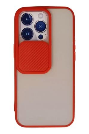 İphone 13 Kılıf Palm Buzlu Kamera Sürgülü Silikon - Kırmızı