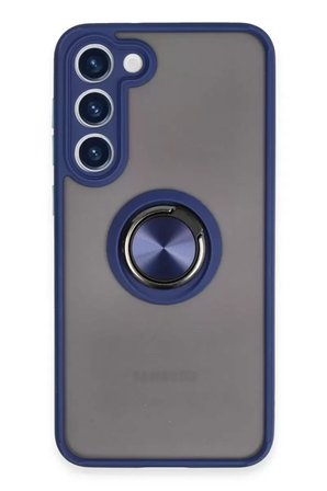 Galaxy S23 Kılıf Montreal Yüzüklü Silikon Kapak - Lacivert