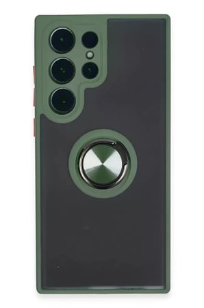 Galaxy S23 Kılıf Montreal Yüzüklü Silikon Kapak - Yeşil