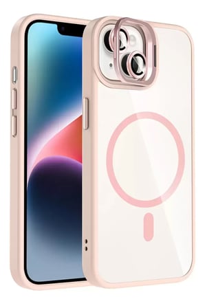 İphone 13 Remim Lensli Magsafe Standlı Kapak - Pembe