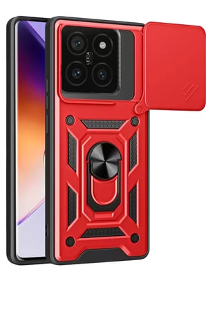 Mi 14T Kılıf Pars Lens Yüzüklü Silikon - Kırmızı
