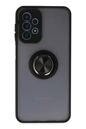 Galaxy A23 4G Kılıf Montreal Yüzüklü Silikon Kapak - Siyah