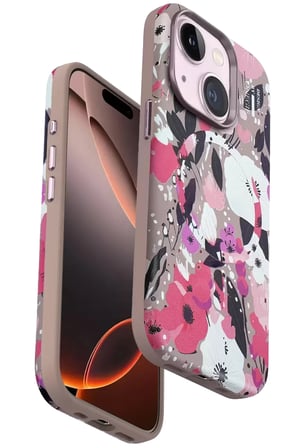 Onegif İphone 15 Flower Series Magsafe Kapak - Pembe