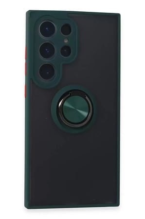 Galaxy S24 Kılıf Montreal Yüzüklü Silikon Kapak - Yeşil