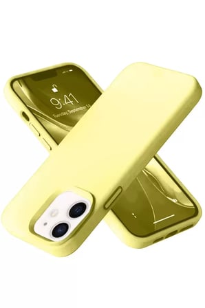 İphone 12 Kılıf Nano İçi Kadife Silikon- Sarı