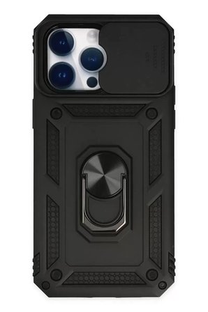 Newface Apple İphone  Pro Max Kılıf Pars Lens Yüzüklü Silikon - Siyah