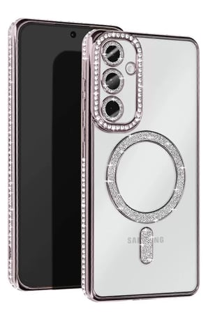 Newface Samsung Galaxy S Kılıf Joke Simli Magneticsafe Kılıf - Gümüş