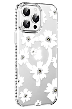 Joko Apple İphone  Pro Max Floral Magsafe Kapak - Beyaz