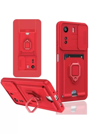 Newface Xiaomi Uyumlu Redmi c Kılıf Zuma Kartvizitli Yüzüklü Silikon - Kırmızı