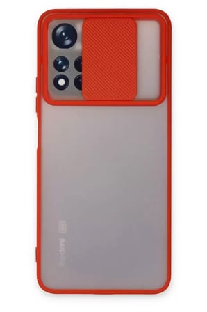 Newface Xiaomi Redmi Note 11 Pro Plus 5g Kılıf Palm Buzlu Kamera Sürgülü Silikon - Kırmızı