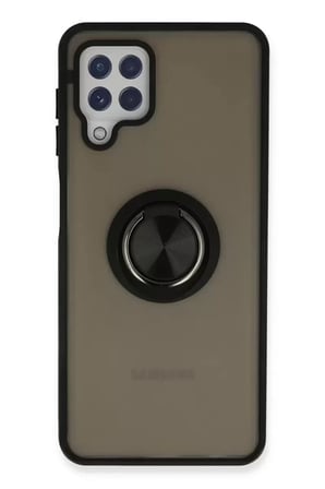 Newface Samsung Uyumlu Galaxy A Kılıf Montreal Yüzüklü Silikon Kapak - Siyah