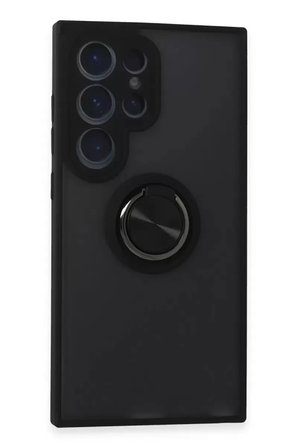 Newface Samsung Galaxy S Ultra Kılıf Montreal Yüzüklü Silikon Kapak - Siyah