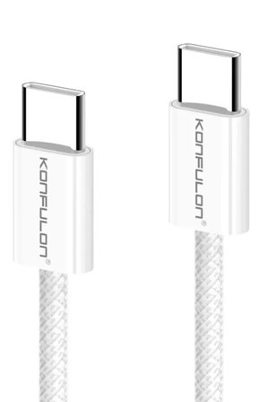 Konfulon Dc130 2m 60w Type-c To Type-c Örgülü Hızlı Şarj Kablosu - Beyaz