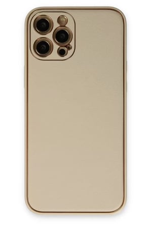 Newface Apple İphone 12 Pro Kılıf Coco Deri Silikon Kapak - Gold
