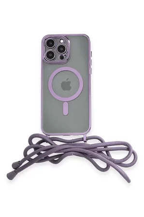 Newface Apple İphone 12 Pro Max Kılıf Divo Lazer Askılı Magsafe Kapak - Lila