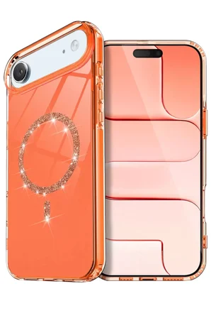 Newface Apple İphone 17 Air Live Diamond Magsafe Kapak - Turuncu