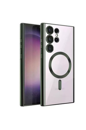 Newface Samsung Uyumlu Galaxy S Ultra Kılıf Kross Magneticsafe Kapak - Koyu Yeşil